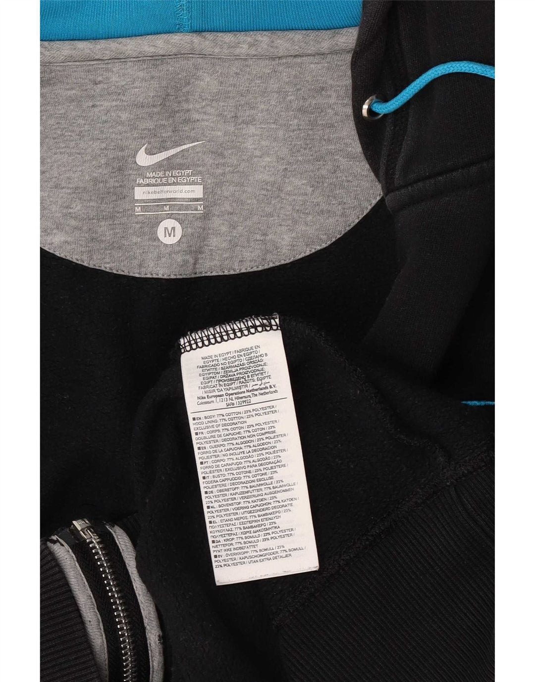 Felpa con cappuccio e zip Nike da uomo in cotone nero medio