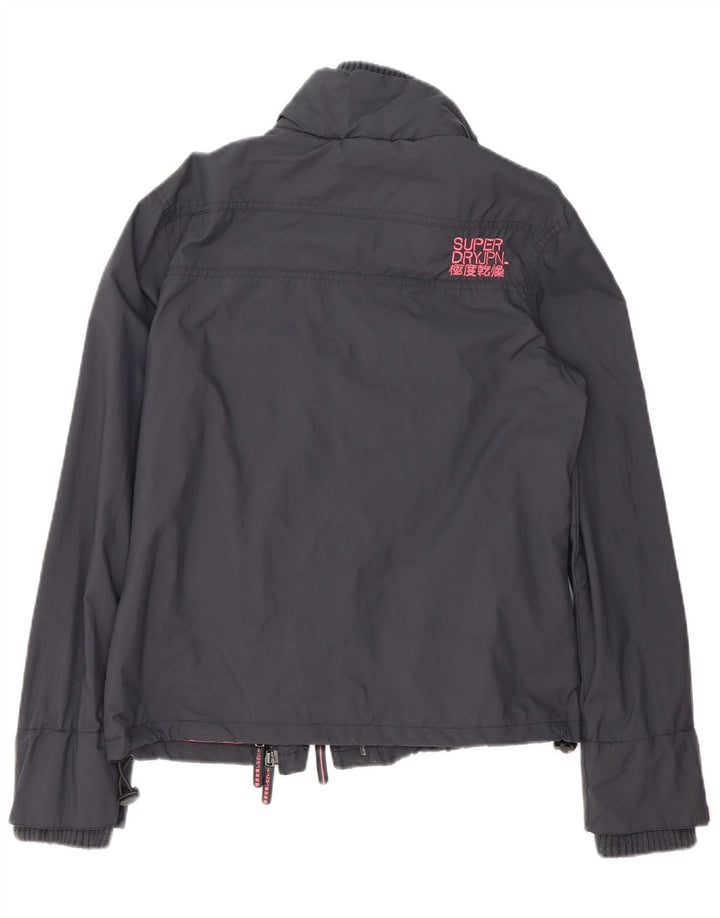 Giacca antipioggia grafica da donna SUPERDRY UK 16 grande poliestere grigio