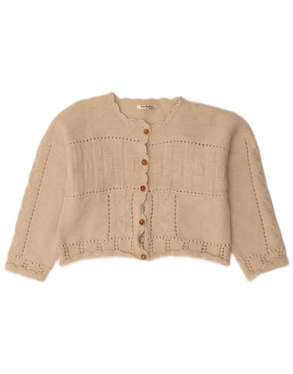 Maglione cardigan corto da donna vintage UK 14 Beige medio