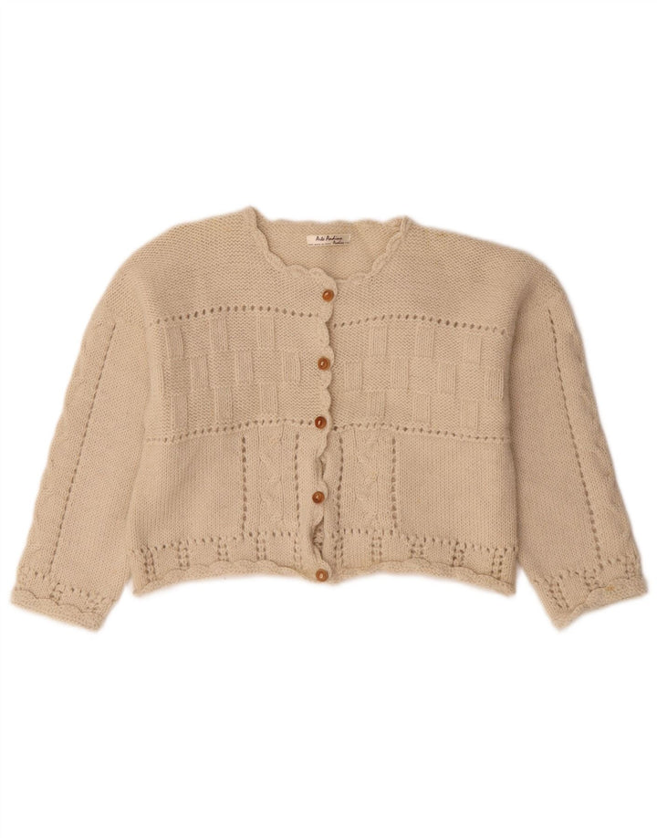 Maglione cardigan corto da donna vintage UK 14 Beige medio