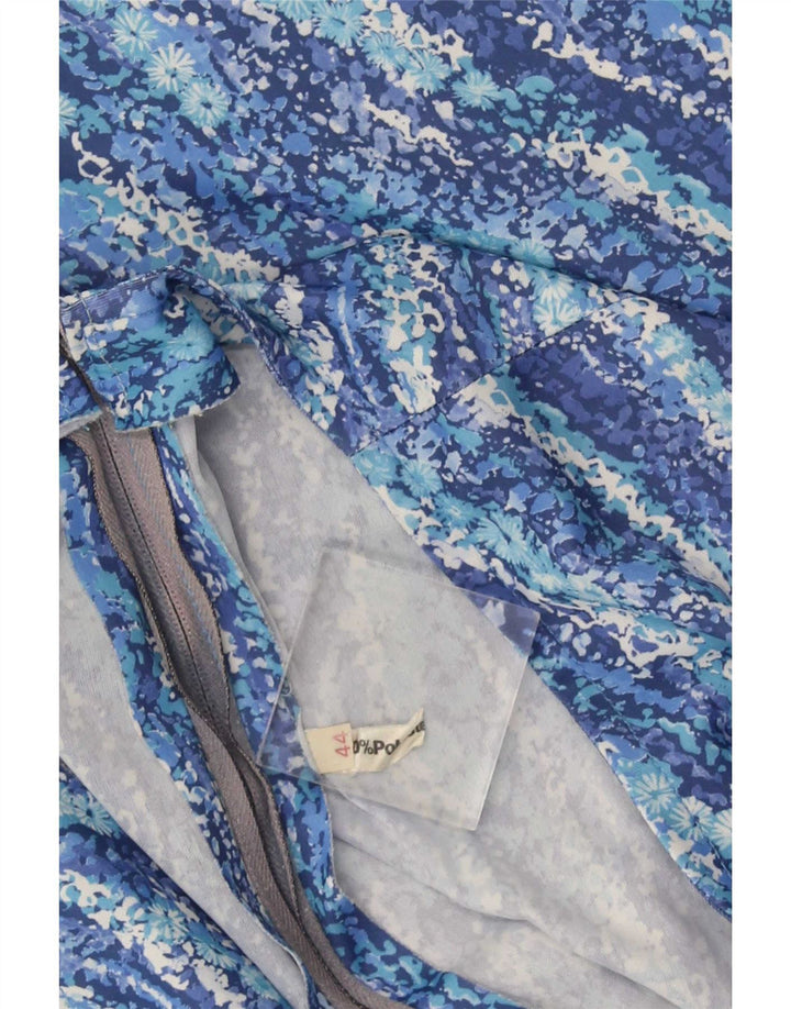 Abito vintage da donna senza maniche a trapezio IT 44 Poliestere floreale blu medio
