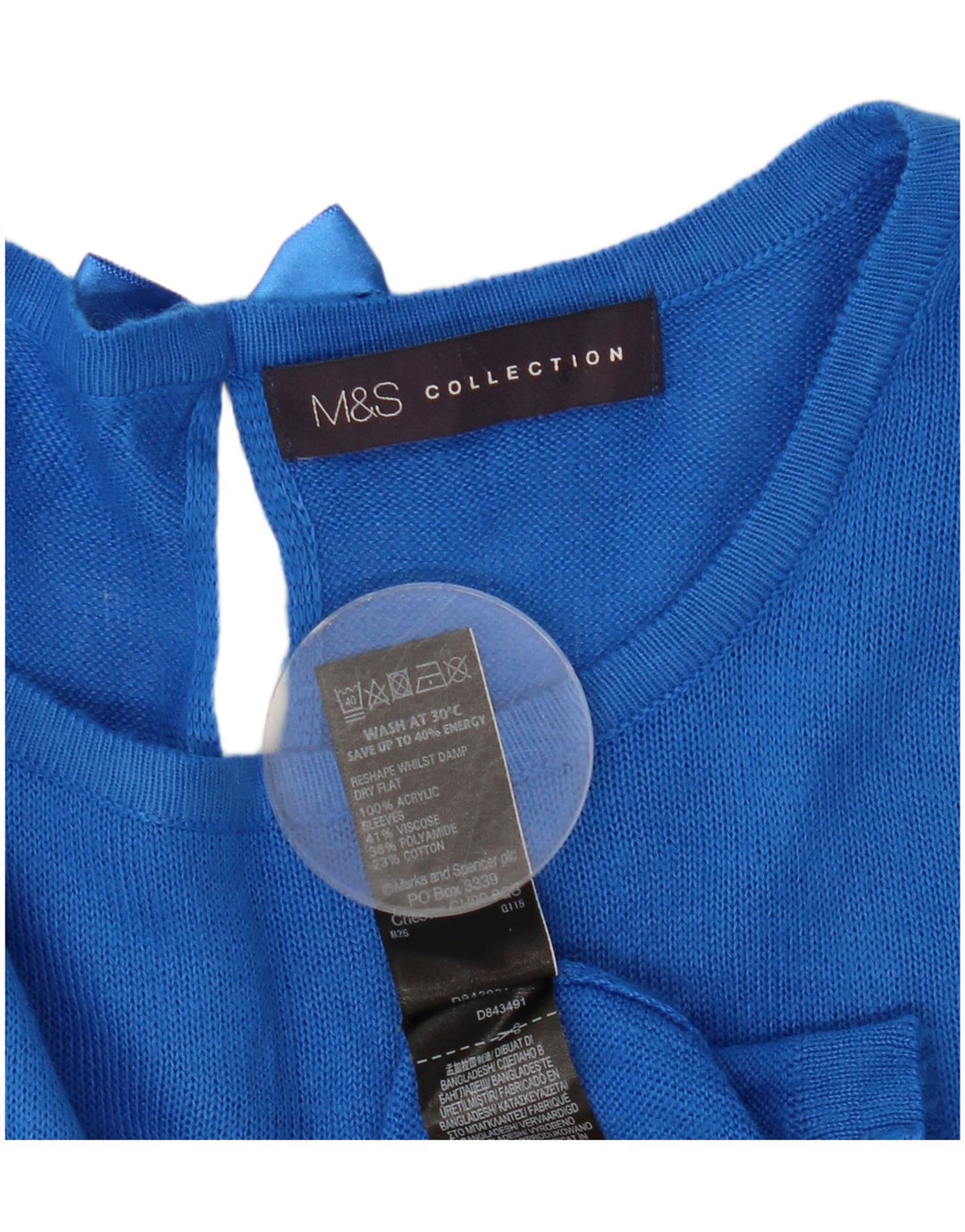 Maglione maglione con scollo a barca da donna Marks & Spencer UK 12 Blu medio