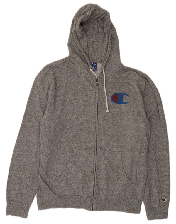 Maglione con cappuccio e zip da uomo Champion, grande cotone chiazzato grigio