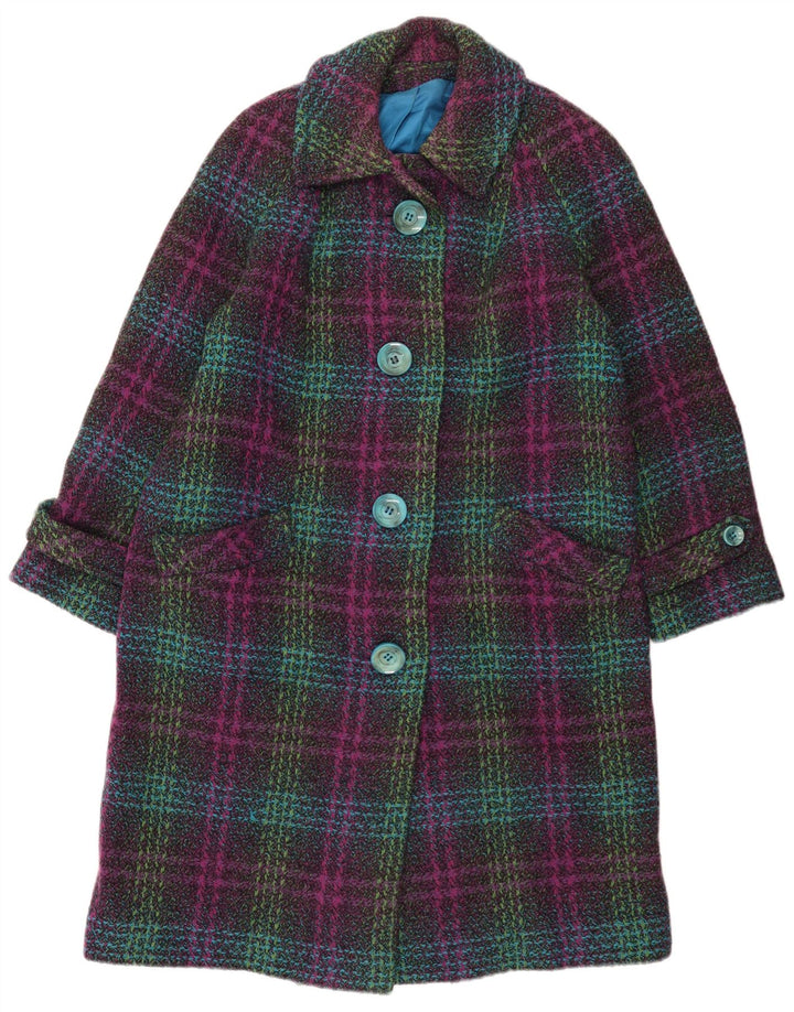 Cappotto da donna vintage UK 14 grande plaid multicolore