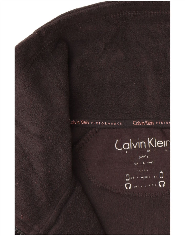 CALVIN KLEIN JEANS Giacca in pile con grafica da donna UK 12 Grigio medio