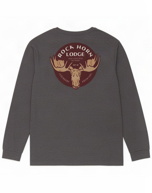 Izod Top da uomo con grafica acqua salata manica lunga XL in cotone grigio