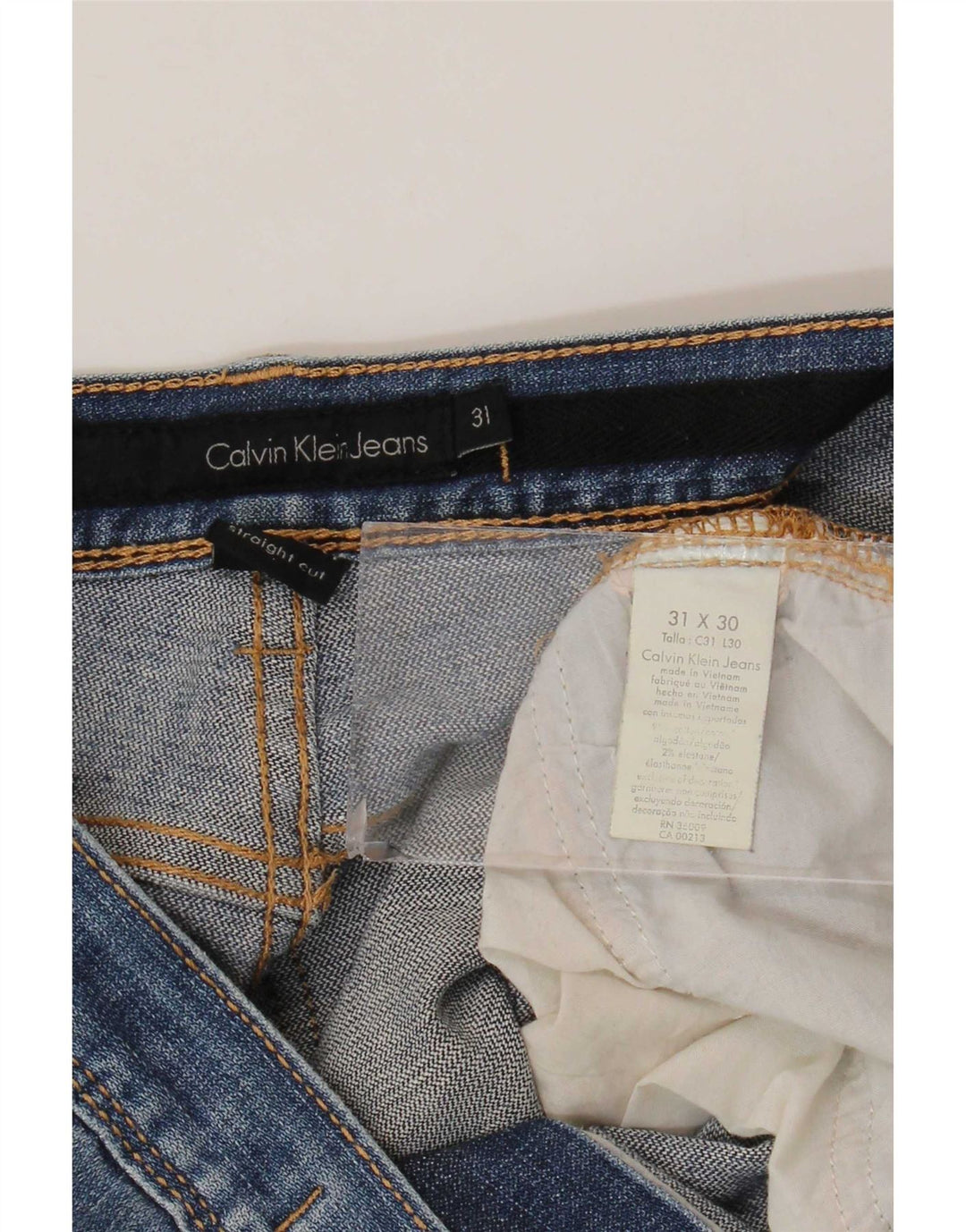 Jeans dritti da uomo Calvin Klein W31 L30 cotone blu
