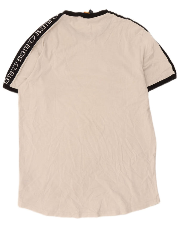 Ellesse T-shirt grafica da uomo Top Large in cotone color block bianco sporco