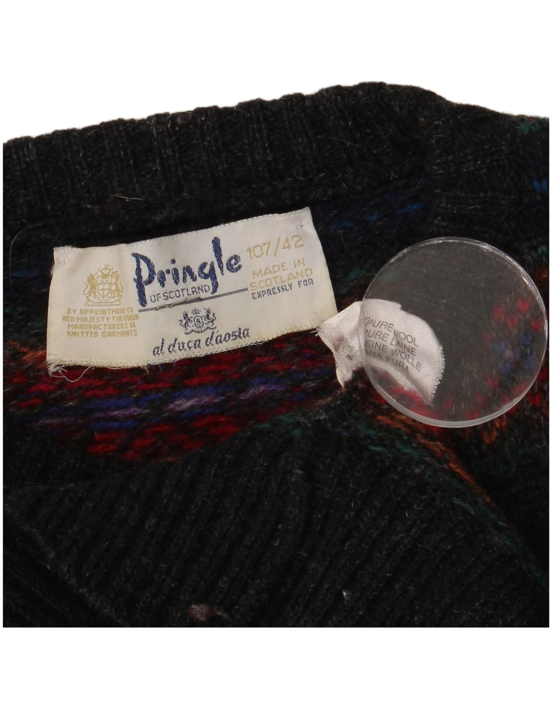 Maglione maglione girocollo da uomo Pringle taglia 42 grande Fair Isle multicolore