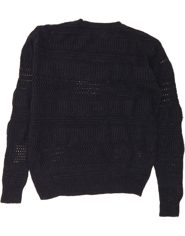 ALL SAINTS Mens Crew Neck Jumper Sweater Large Navy Blue Acrylic Vintage All Saints and Second-Hand All Saints from Messina Hembry 