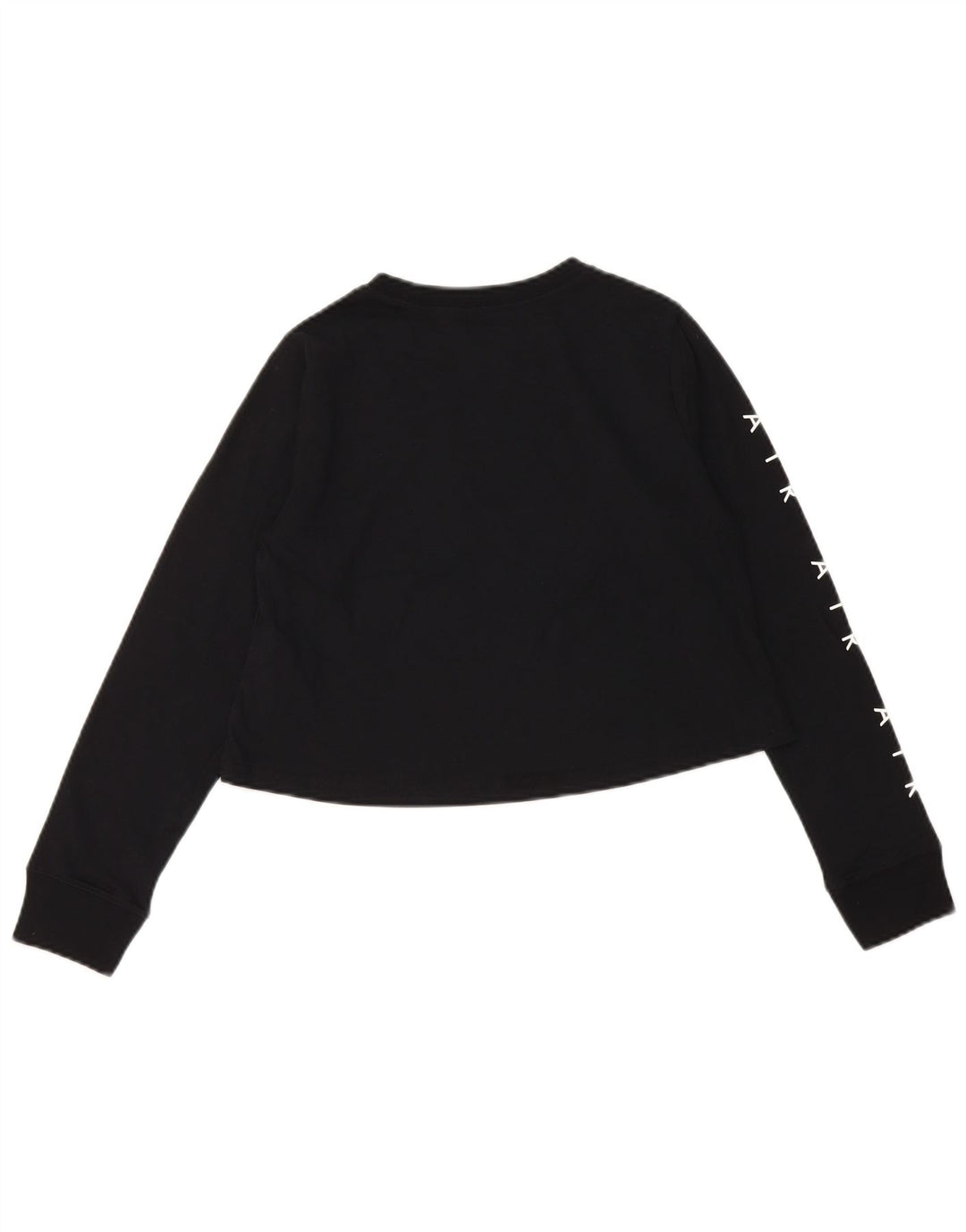 Top corto con grafica NIKE per ragazze, manica lunga, 10-11 anni, cotone nero medio