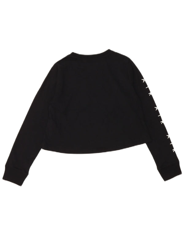 Top corto con grafica NIKE per ragazze, manica lunga, 10-11 anni, cotone nero medio