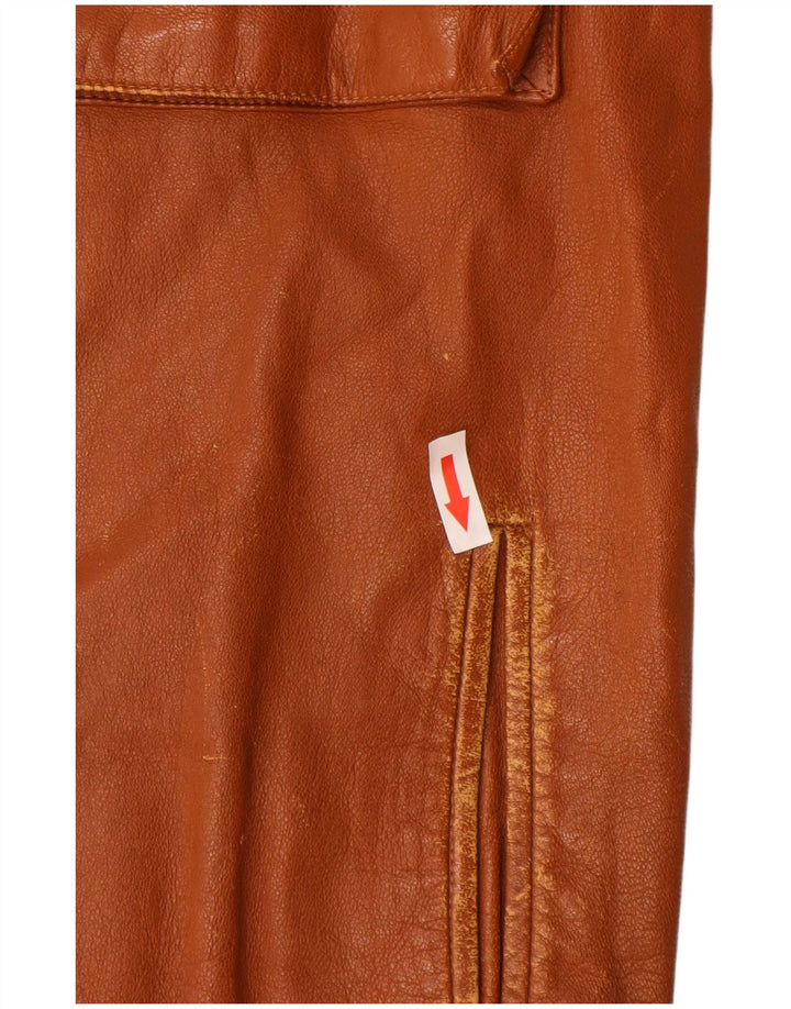 Giacca in pelle vintage da uomo UK 36 piccola in pelle marrone