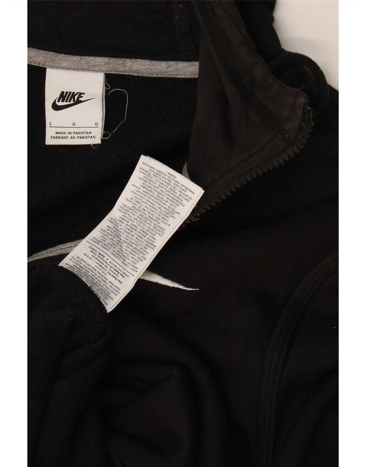 Felpa con cappuccio e zip Nike da uomo, grande, in cotone nero
