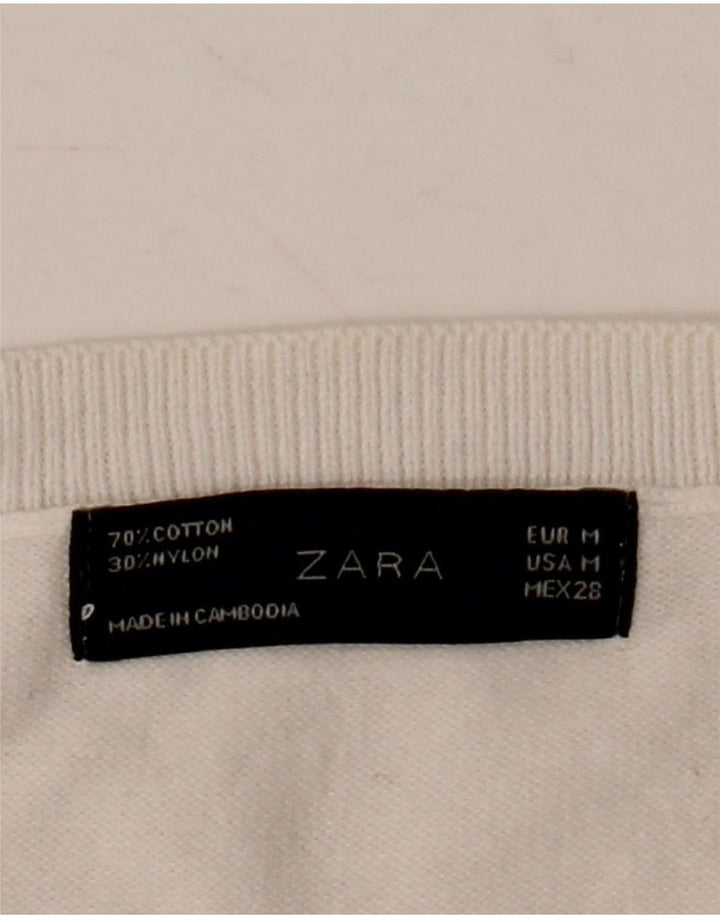 Canotta canotta da donna Zara UK 12 cotone bianco medio