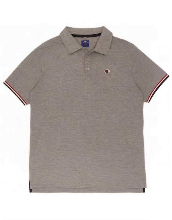 Polo da uomo Champion in cotone grigio medio