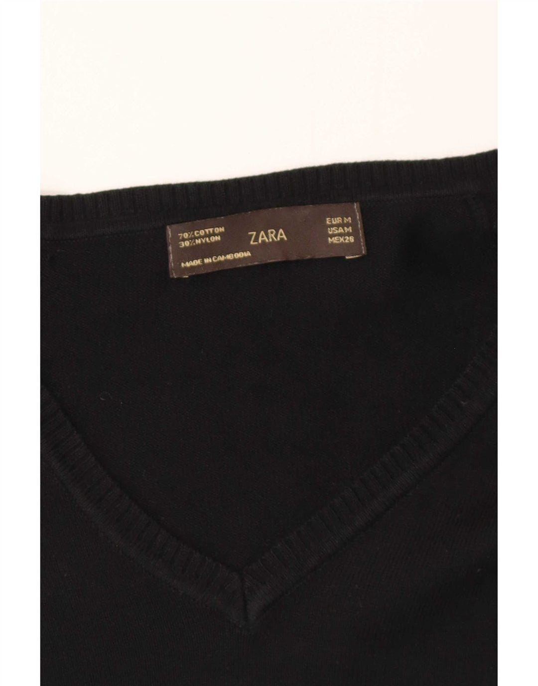 Maglione Zara da donna con scollo a V UK 12 cotone nero medio