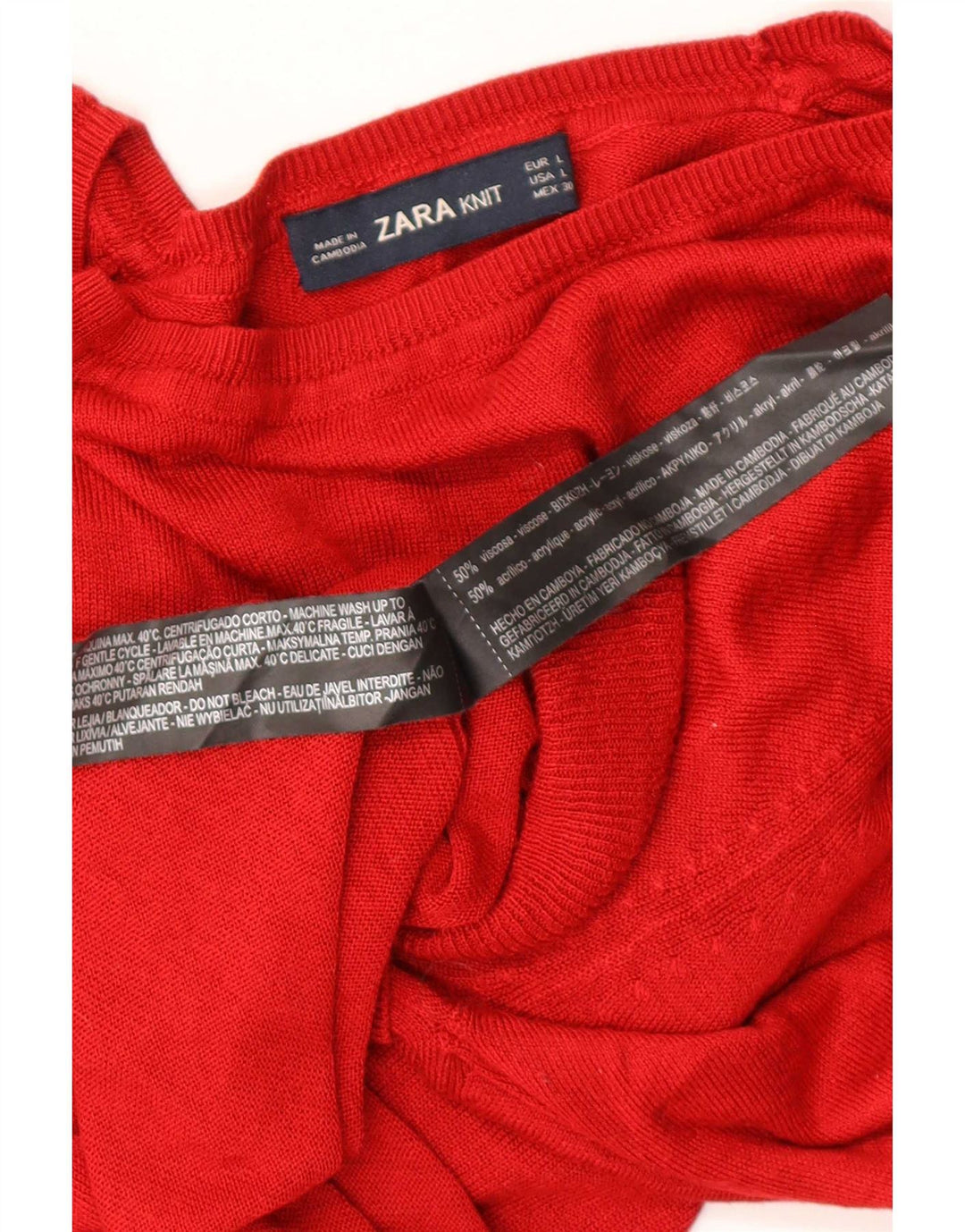 Maglione maglione girocollo da donna Zara UK 16 grande viscosa rossa