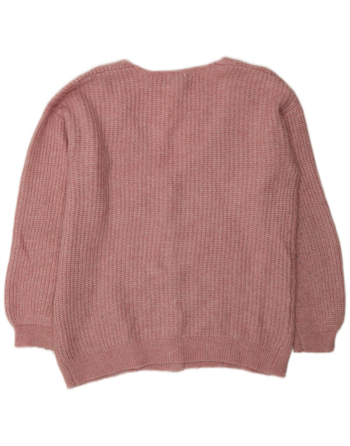 Maglione cardigan oversize da donna Marks & Spencer UK 10 piccolo acrilico rosa