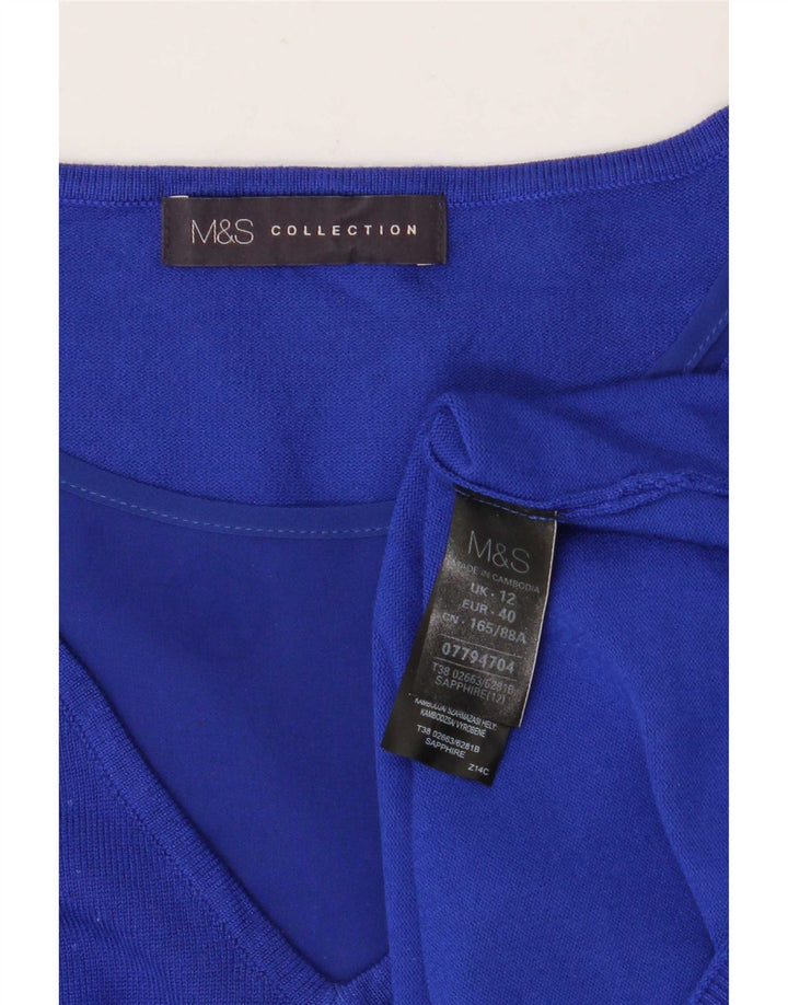 Maglione da donna Marks & Spencer con maniche a 3/4 e scollo a V UK 12 Blu medio