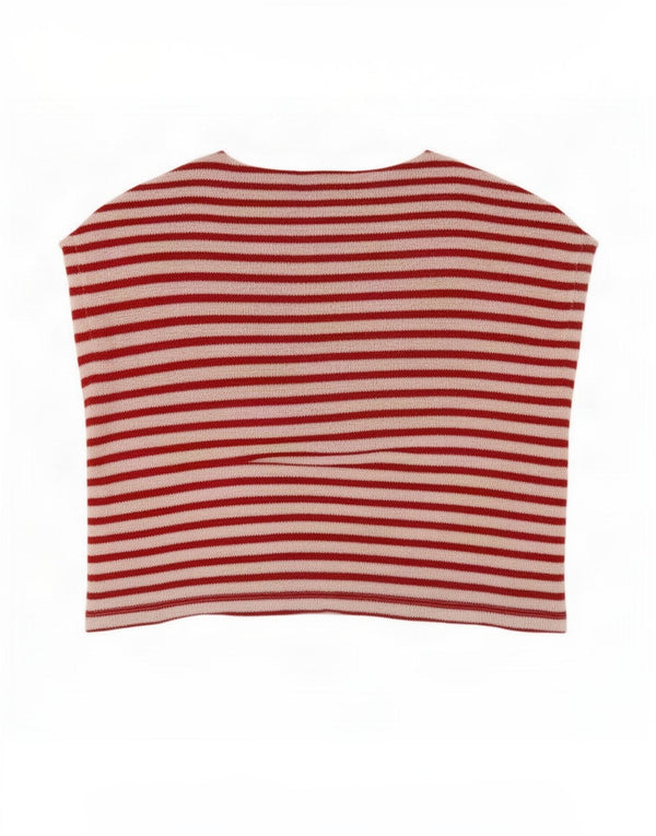 Maglione corto con scollo a barca da donna Zara UK 16 a righe grandi rosse