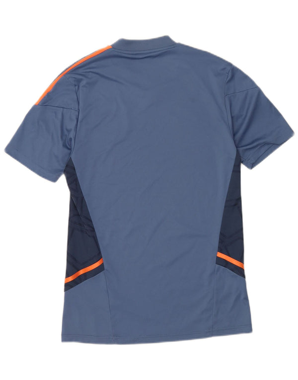 Adidas Uomo Manchester United T-shirt Top Small Blu Colourblock Poliestere