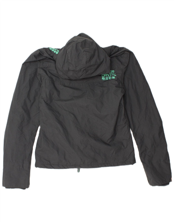 Giacca a vento con cappuccio grafica da donna Superdry UK 10 Small Nylon grigio