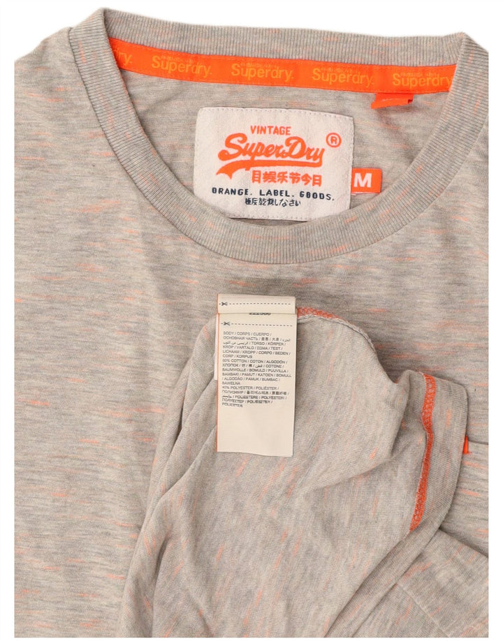 T-shirt da uomo SUPERDRY Top in cotone chiazzato grigio medio