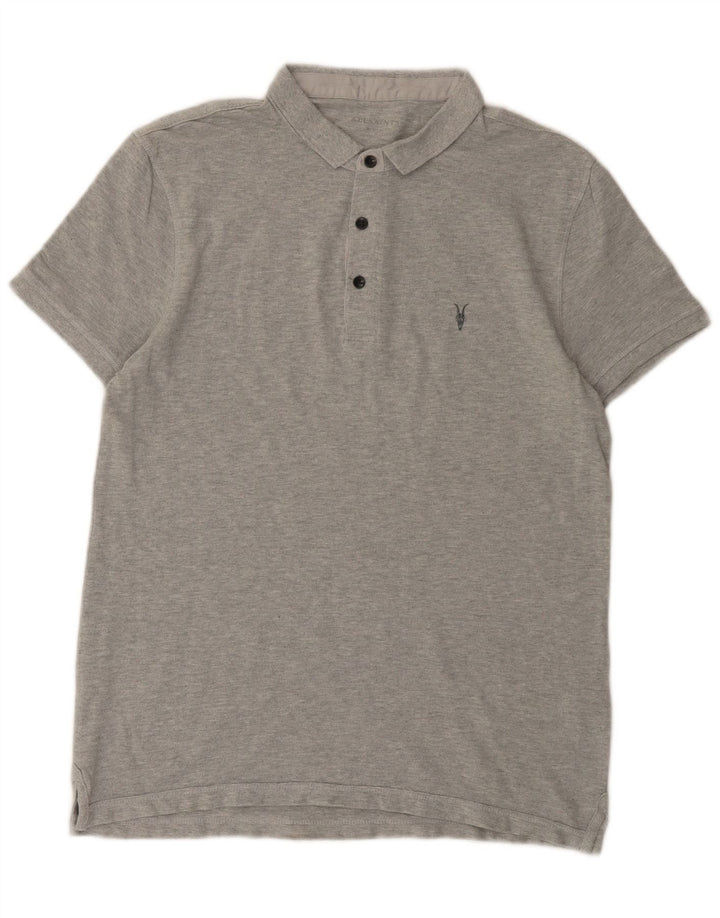 Polo da uomo All Saints in cotone grigio medio