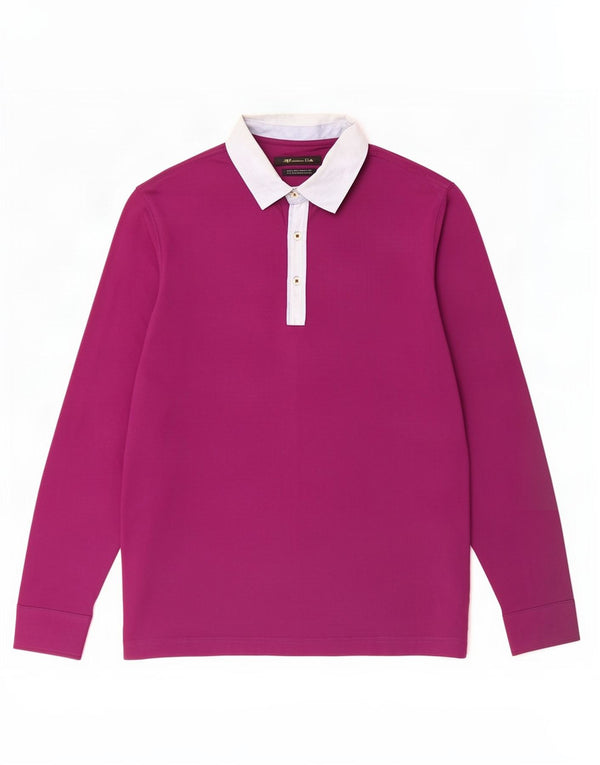 Polo da rugby da uomo a maniche lunghe Massimo Dutti piccolo color block marrone