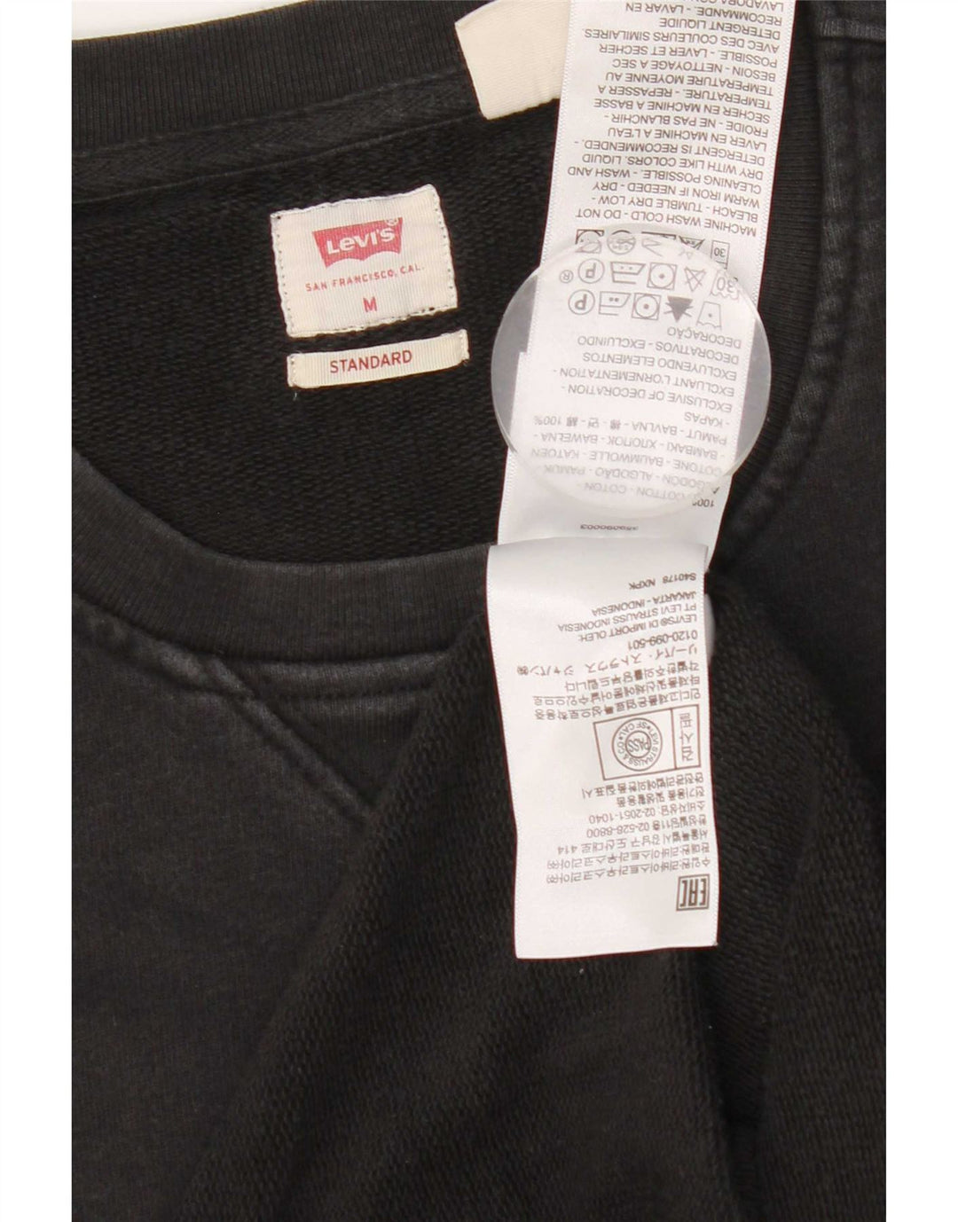 Felpa Levi's da uomo con vestibilità standard, in cotone nero medio