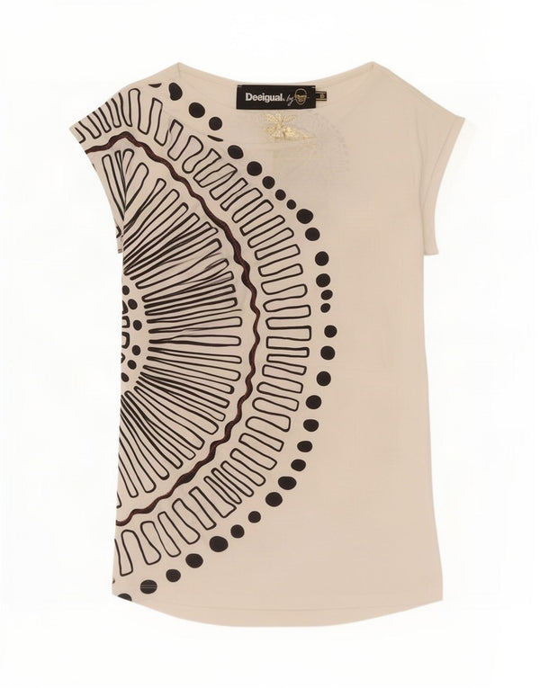 Desigual Maglietta grafica da donna Top UK 6 XS Bianca