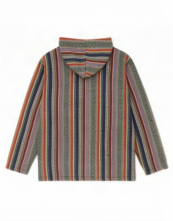 Maglione con cappuccio e zip vintage da uomo a righe multicolori medie