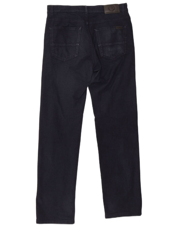 Pantaloni Casual Dritti Uomo Trussardi W34 L31 Pied De Poule Blu Navy