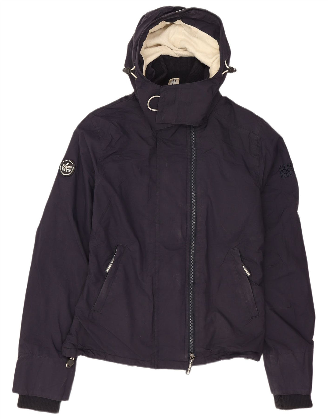 Giacca a vento con cappuccio da donna Superdry UK 14 nylon blu navy medio