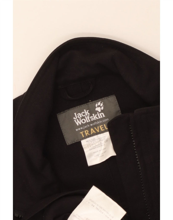 JACK WOLFSKIN Giacca antipioggia da uomo UK 36/38 Medium Nero Poliammide
