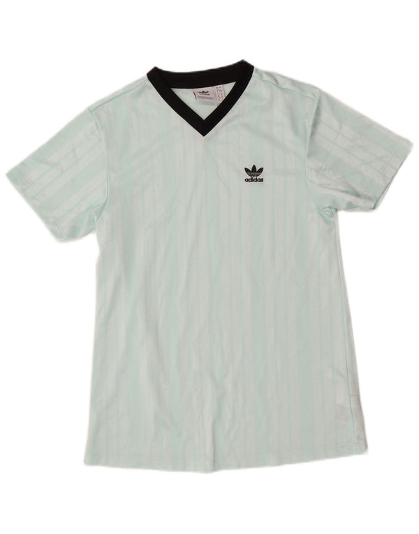 T-shirt da donna ADIDAS Top UK 8 piccola in poliestere a righe turchesi