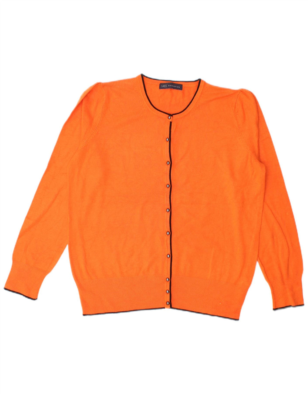 Maglione cardigan da donna Marks & Spencer UK 14 grande viscosa arancione