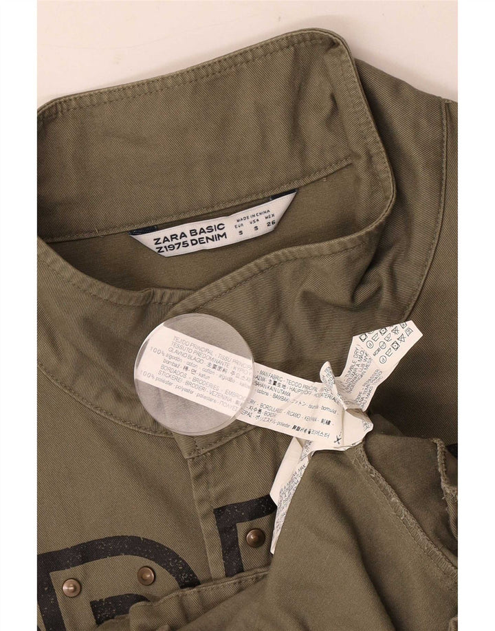 Giubbotto bomber grafico da uomo Zara UK 36 piccolo cotone kaki
