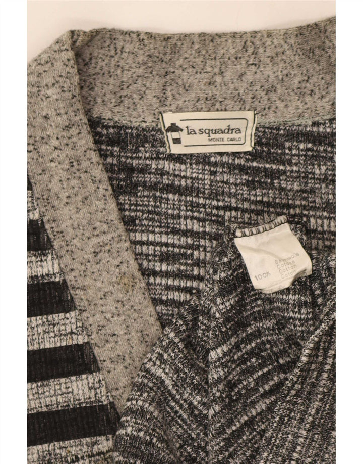 Maglione cardigan da uomo La Squadra in cotone a righe grandi grigie