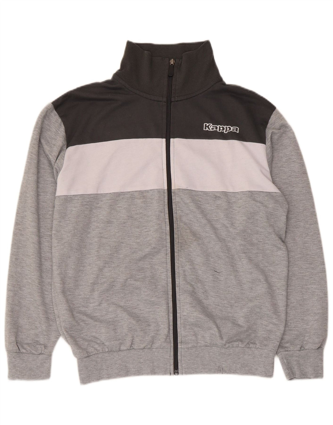 Giacca da tuta da uomo Kappa in poliestere color block grigio medio