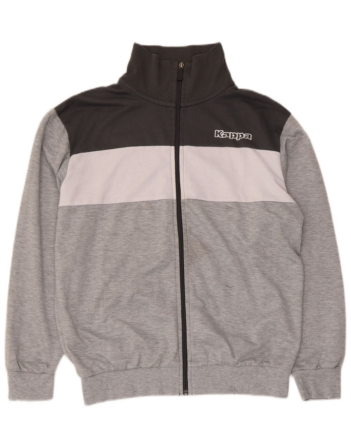 Giacca da tuta da uomo Kappa in poliestere color block grigio medio