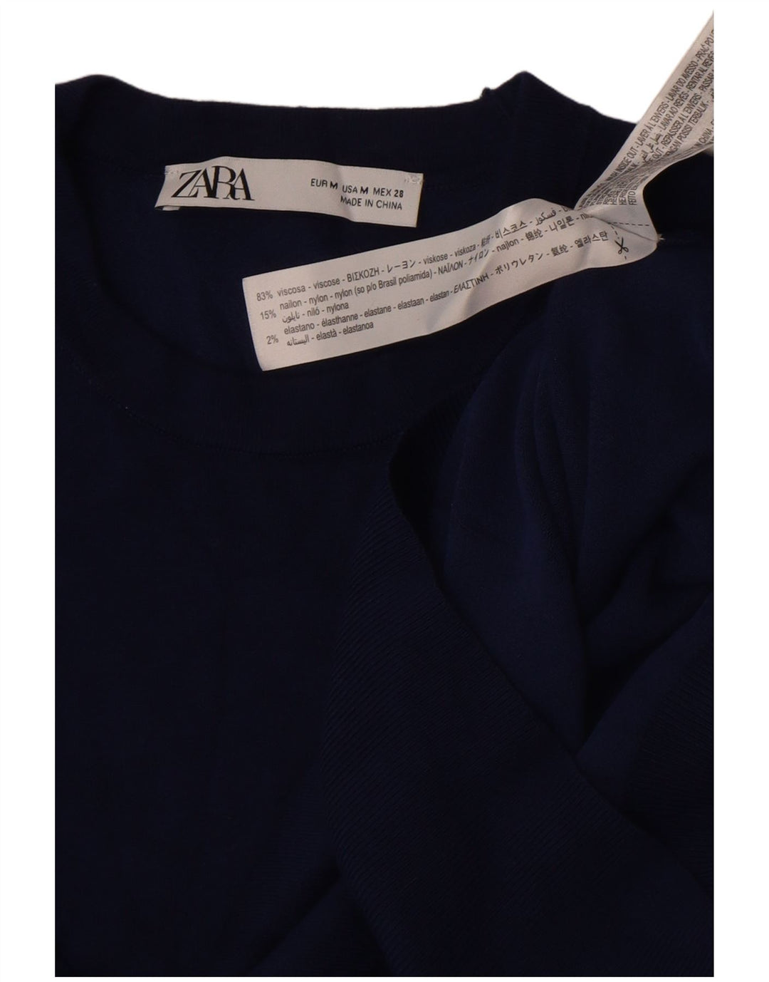 Canotta canotta da donna Zara UK 12 media blu navy in viscosa