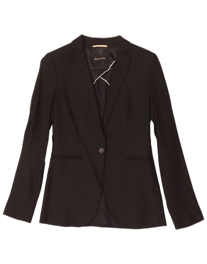 MASSIMO DUTTI Giacca blazer da donna a 1 bottone EU 34 XS Lana nera