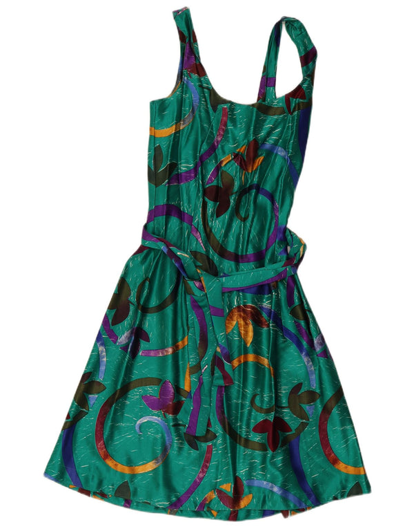 Abito a trapezio senza maniche vintage da donna UK 10 piccolo verde