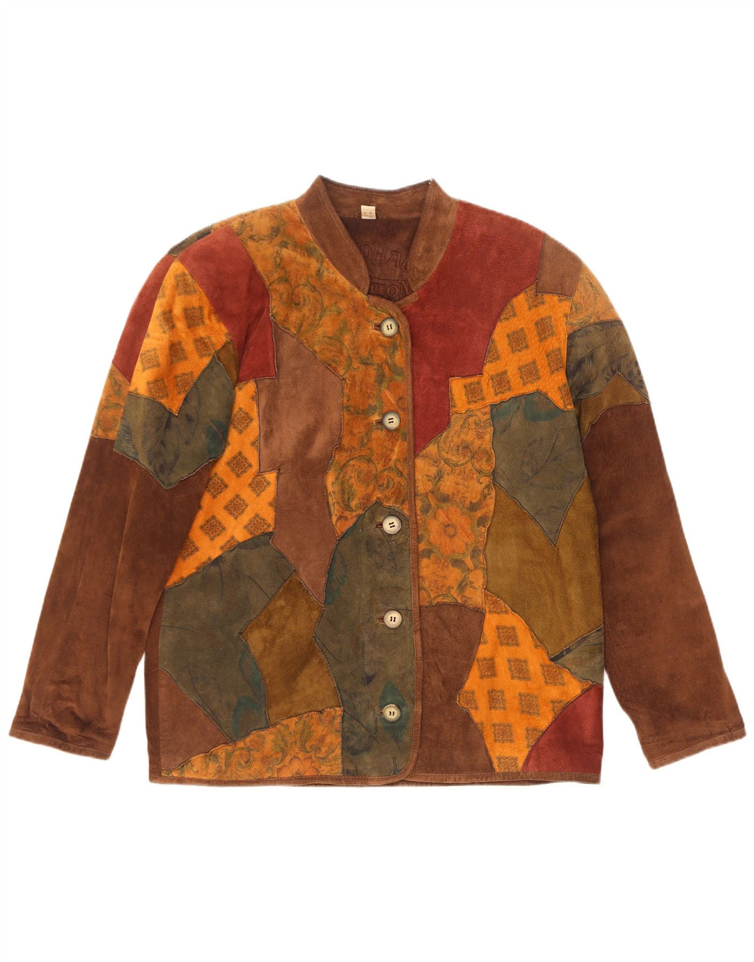 Giacca in pelle scamosciata dal taglio ampio da donna Landhaus UK 12 Pelle patchwork marrone medio