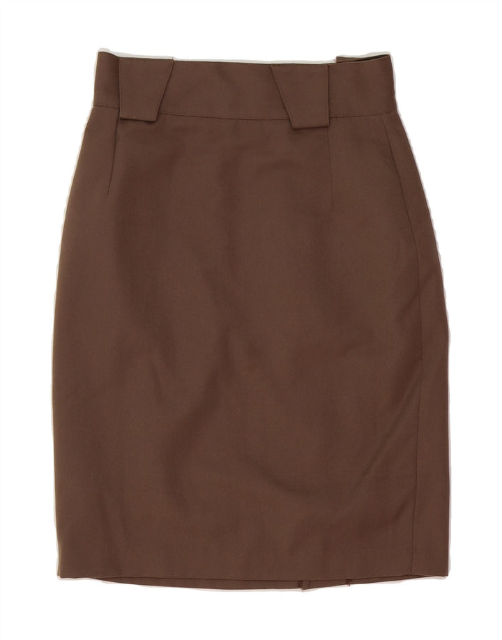 VINTAGE Womens High Waist Pencil Skirt IT 42 Medium W26 Brown Polyester Vintage Vintage and Second-Hand Vintage from Messina Hembry 
