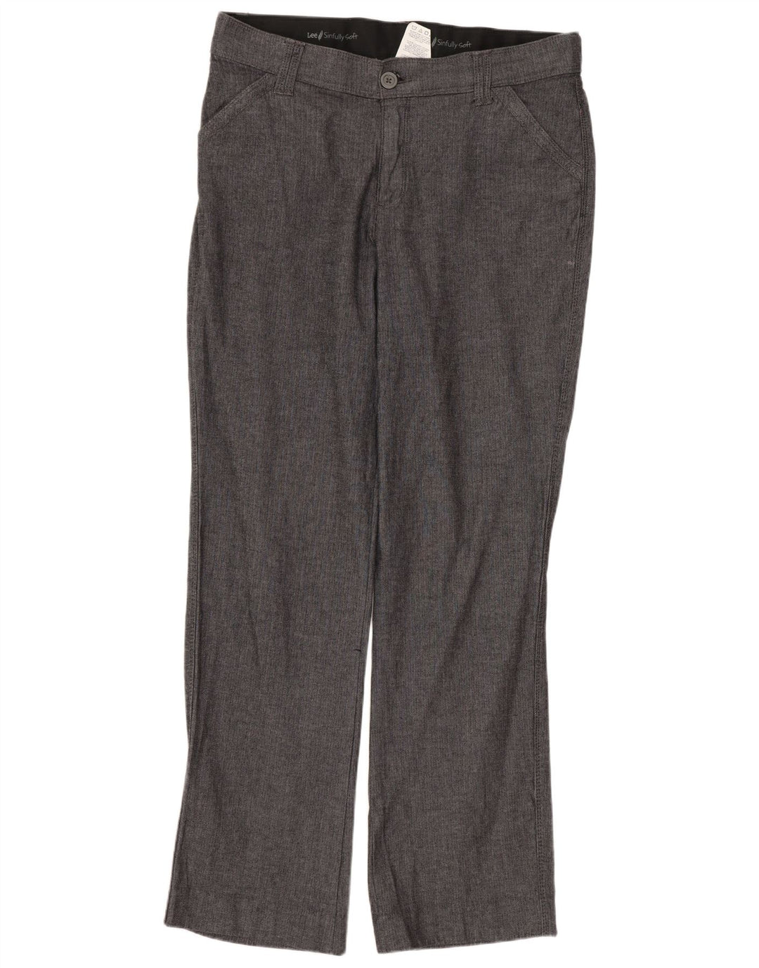 Pantaloni chino da donna Lee US 12 Large W34 L30 cotone grigio a spina di pesce