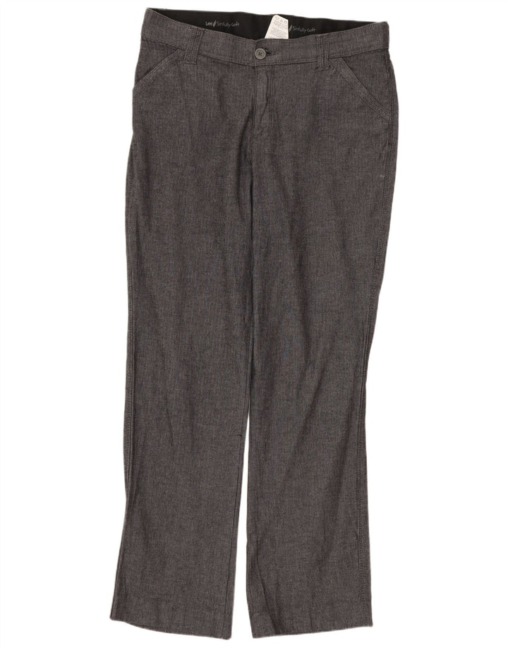 Pantaloni chino da donna Lee US 12 Large W34 L30 cotone grigio a spina di pesce