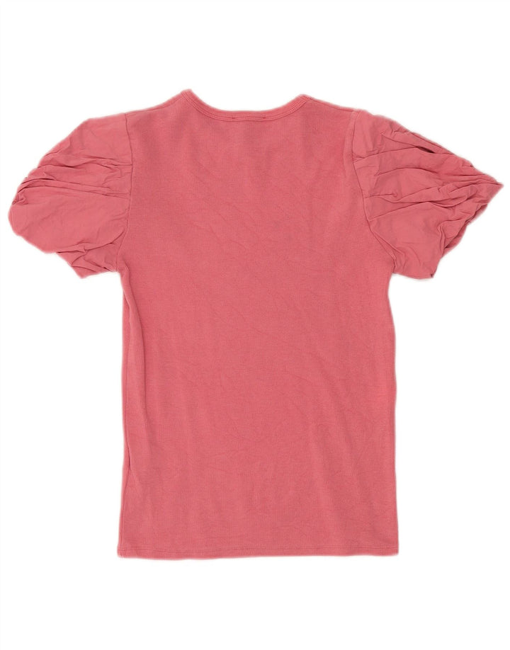 Top in camicetta da donna Zara UK 12 cotone rosa medio